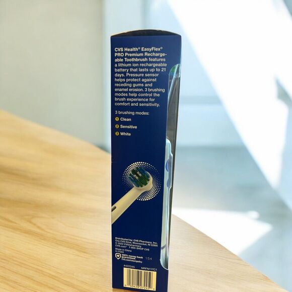CVS Easy Flex Pro Premium Rechargeable Toothbrush Timer Antibacterial Bristles - Picture 4 of 4